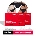 Sanity Mid Rise Hipster, Leakproof and Reusable Black Period Panties - Size XXL