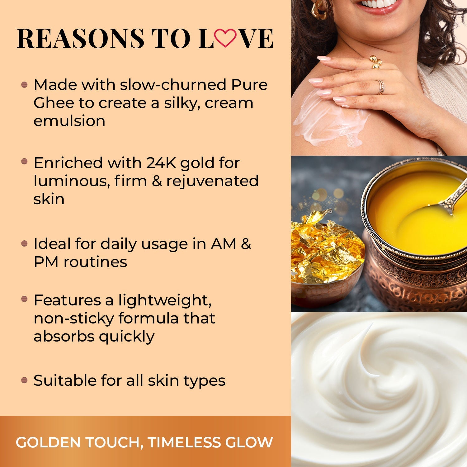 Just Herbs Pure Ghee 24K Gold Anti Ageing Body Butter Cream For Deep Moisturised Skin