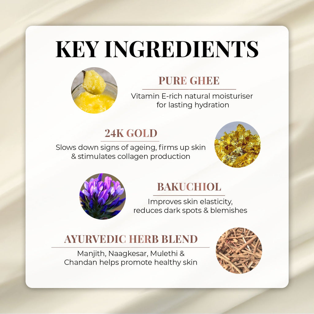Just Herbs Pure Ghee 24K Gold Anti Ageing Body Butter Cream For Deep Moisturised Skin
