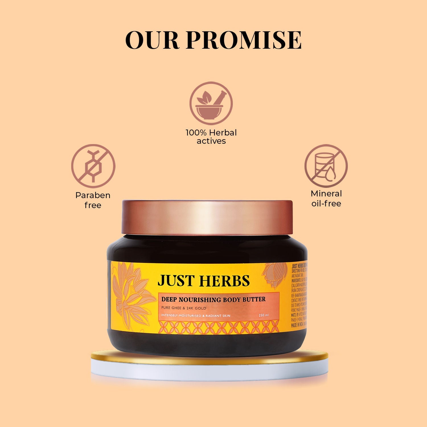 Just Herbs Pure Ghee 24K Gold Anti Ageing Body Butter Cream For Deep Moisturised Skin