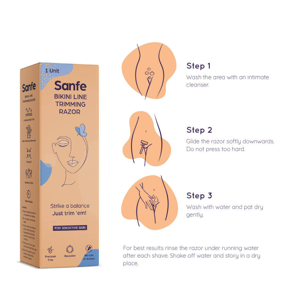 Sanfe Bikini Line Trimming Razor for Women Painless Hair Removal with Stainless Steel Blade