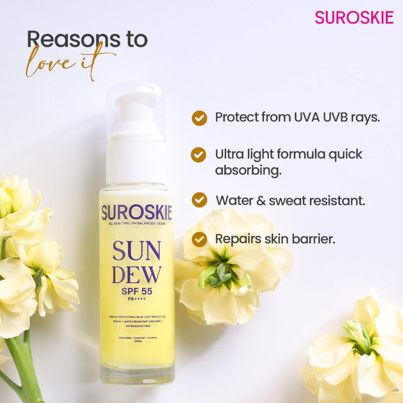 SUROSKIE Sun Dew SPF 55 PA++++ Sunscreen for All Skin Types
