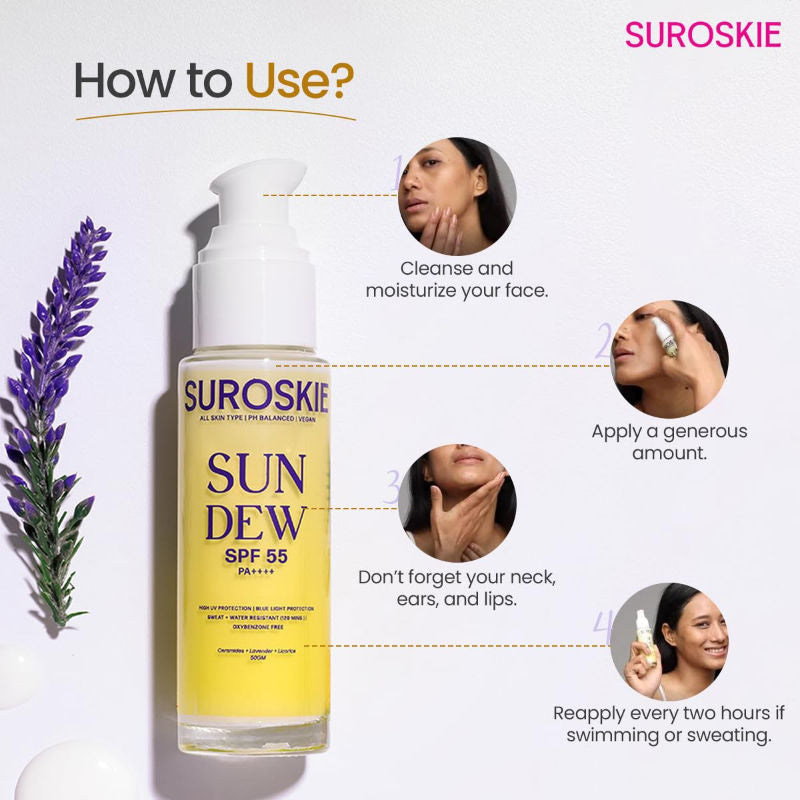 SUROSKIE Sun Dew SPF 55 PA++++ Sunscreen for All Skin Types