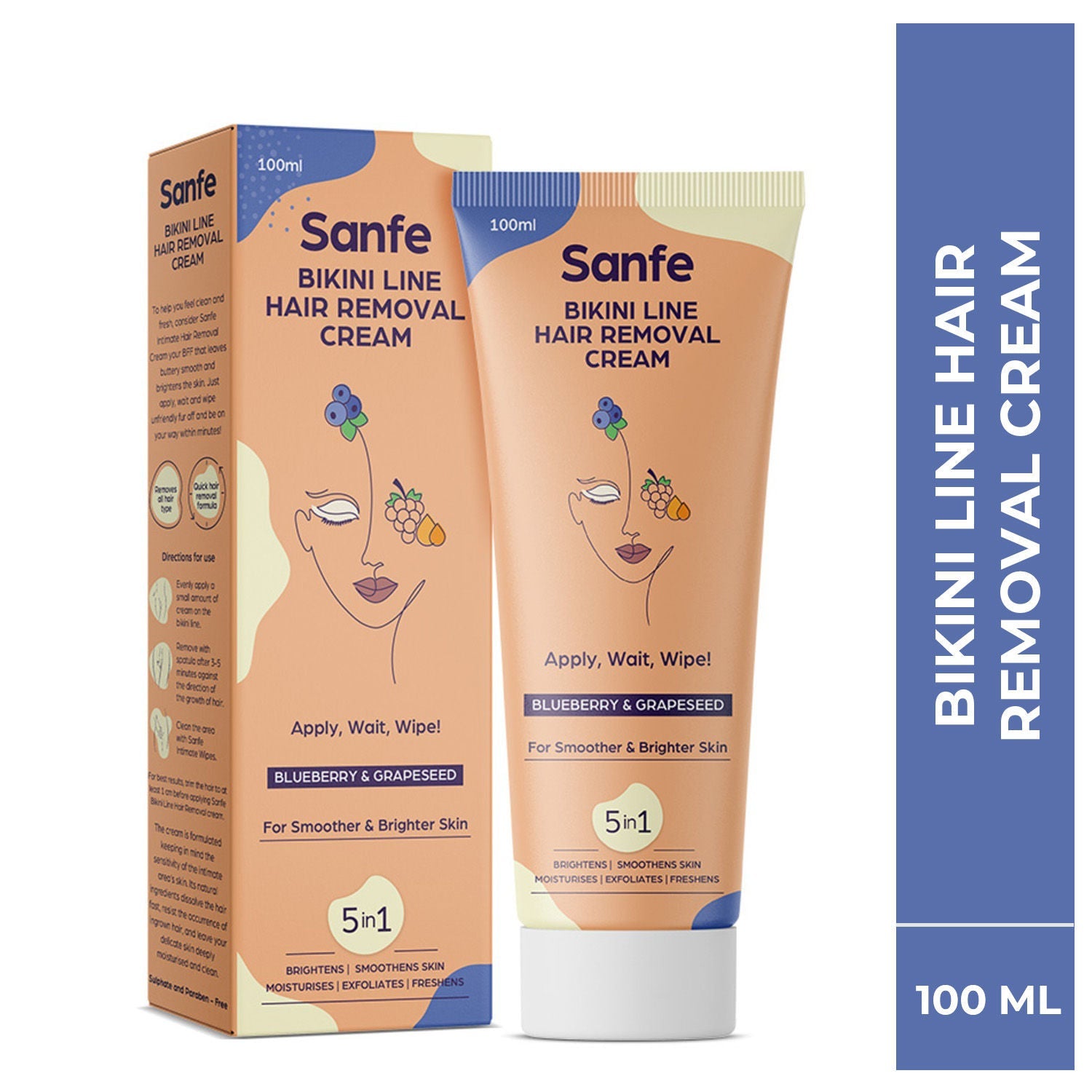 Sanfe Bikini Line Hair Removal Cream Lavendar & Aloe Vera