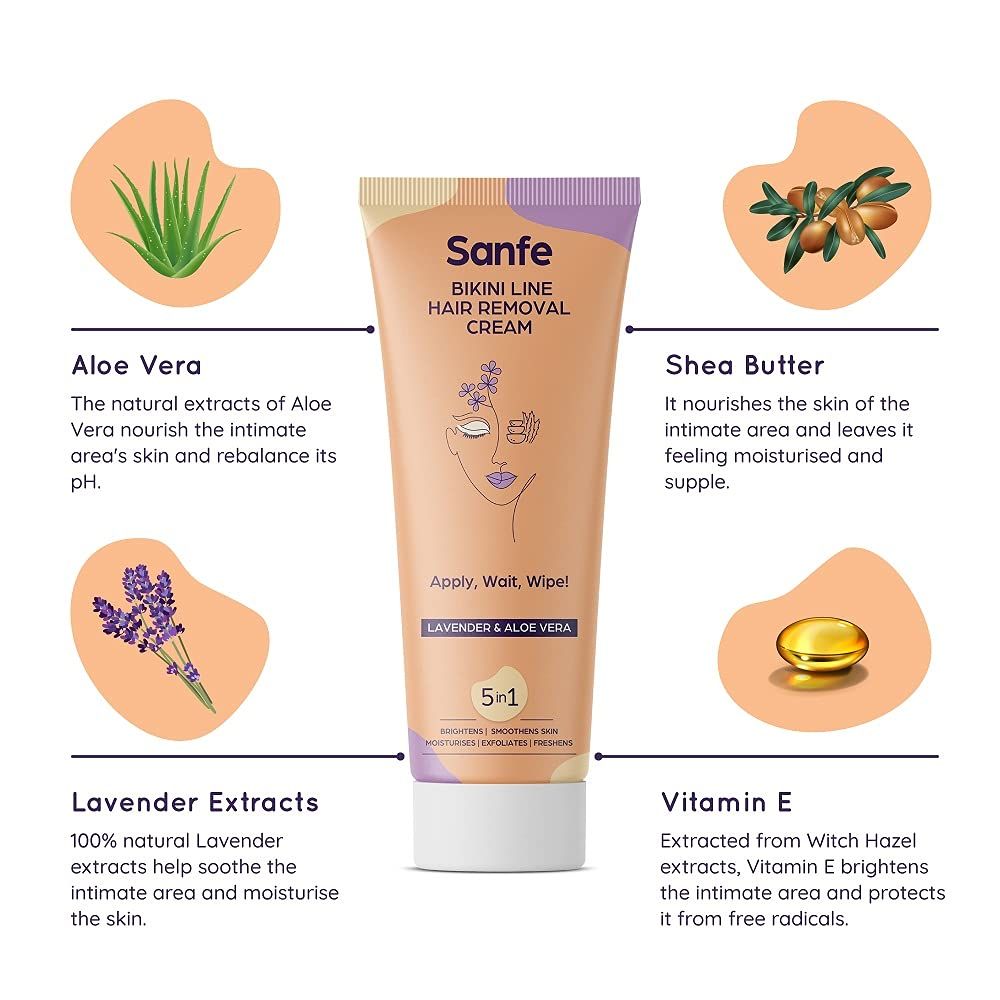 Sanfe Bikini Line Hair Removal Cream Lavendar & Aloe Vera