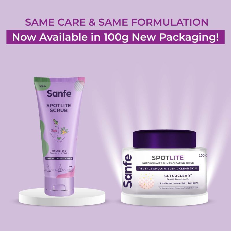 Sanfe Spotlite Ingrown Hair & Bumps Clearing Body Scrub For Dark Underarms, 10% Glycolic Acid