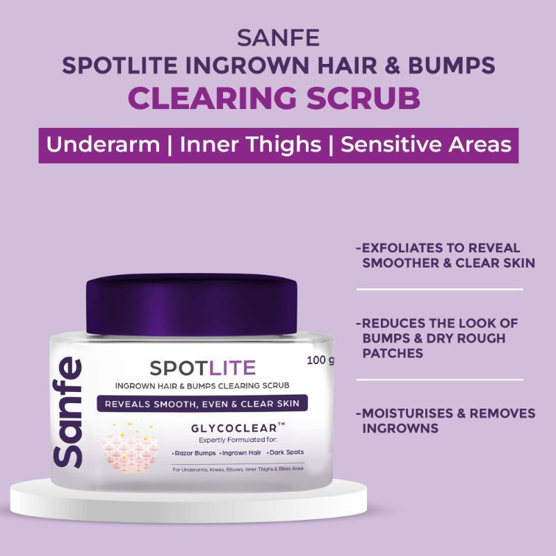 Sanfe Spotlite Ingrown Hair & Bumps Clearing Body Scrub For Dark Underarms, 10% Glycolic Acid