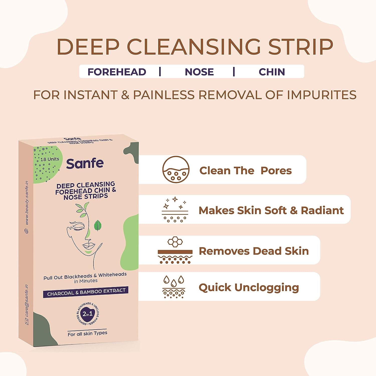 Sanfe Beauty Deep Cleansing Forehead Chin And Nose Strips