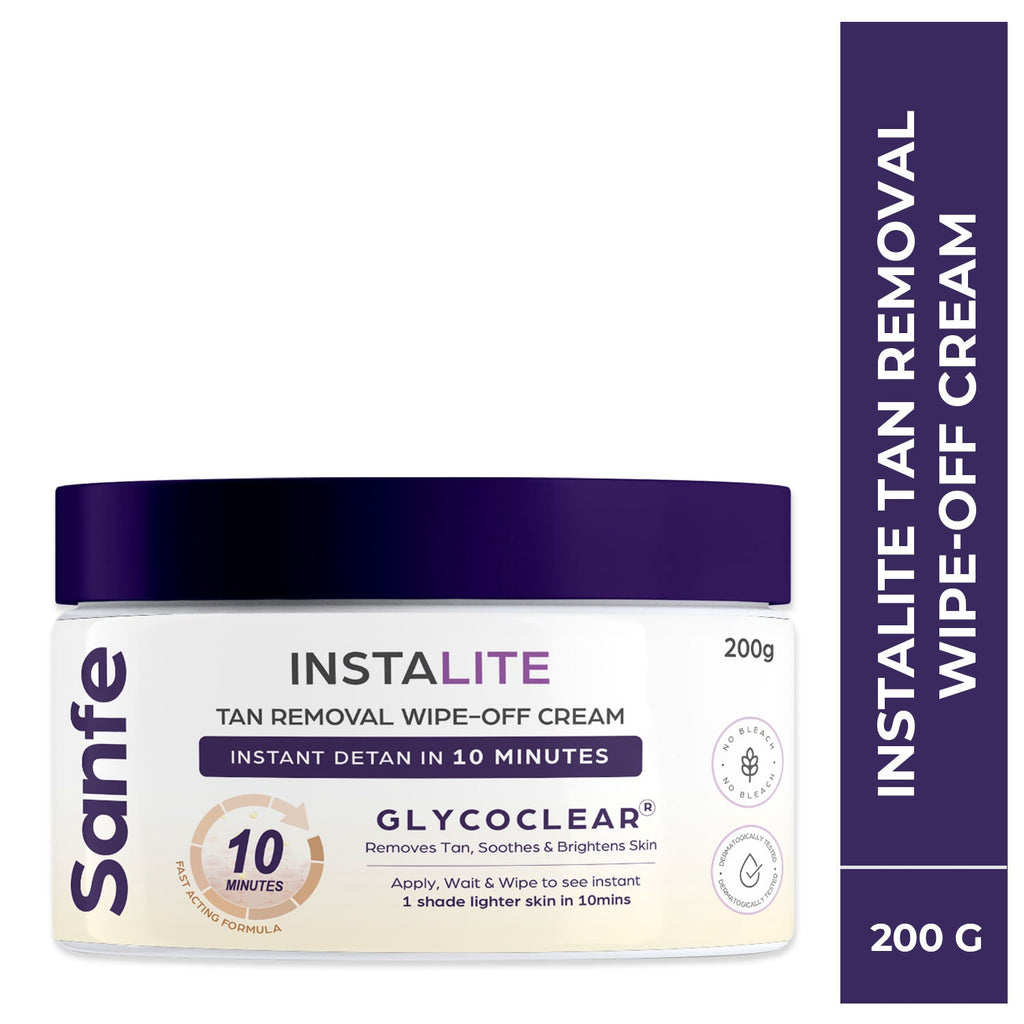 Sanfe Instalite Detan Wipe Off Body Cream, Tan Removal Detan Cream, 0.5% Kojic Acid & 0.3% Arbutin