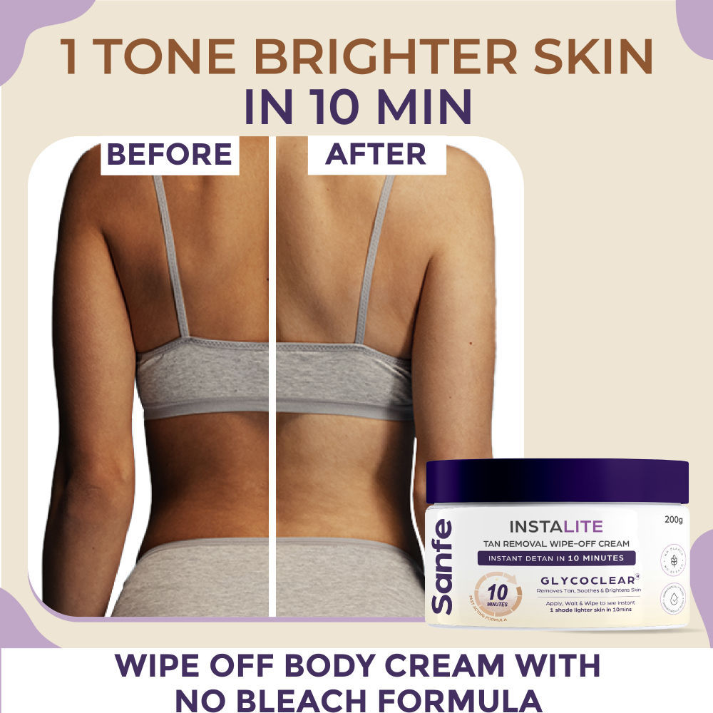 Sanfe Instalite Detan Wipe Off Body Cream, Tan Removal Detan Cream, 0.5% Kojic Acid & 0.3% Arbutin