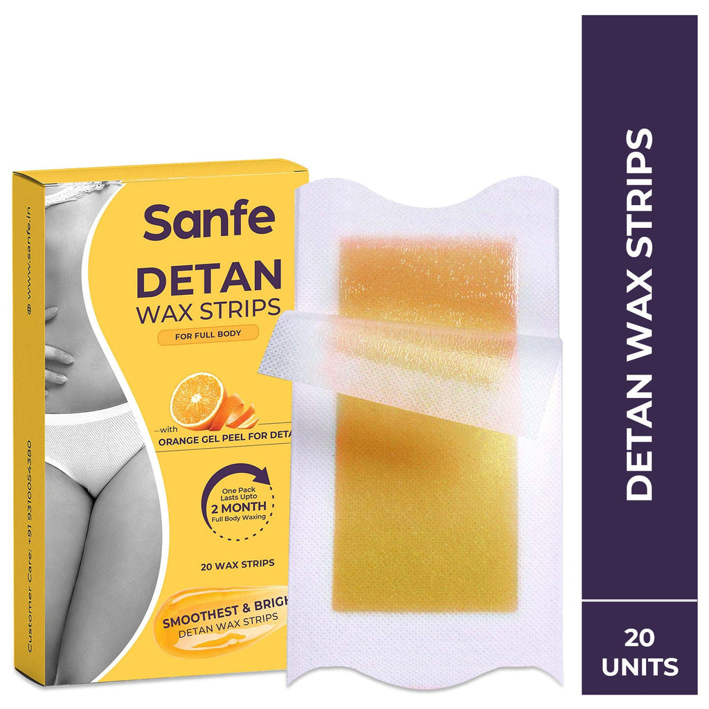 Sanfe Detan Wax Strips, Effortlessly Removes Tan And Body Hair, Enjoy Smooth, Radiant Skin