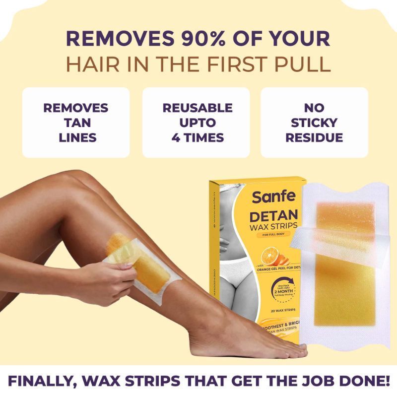 Sanfe Detan Wax Strips, Effortlessly Removes Tan And Body Hair, Enjoy Smooth, Radiant Skin