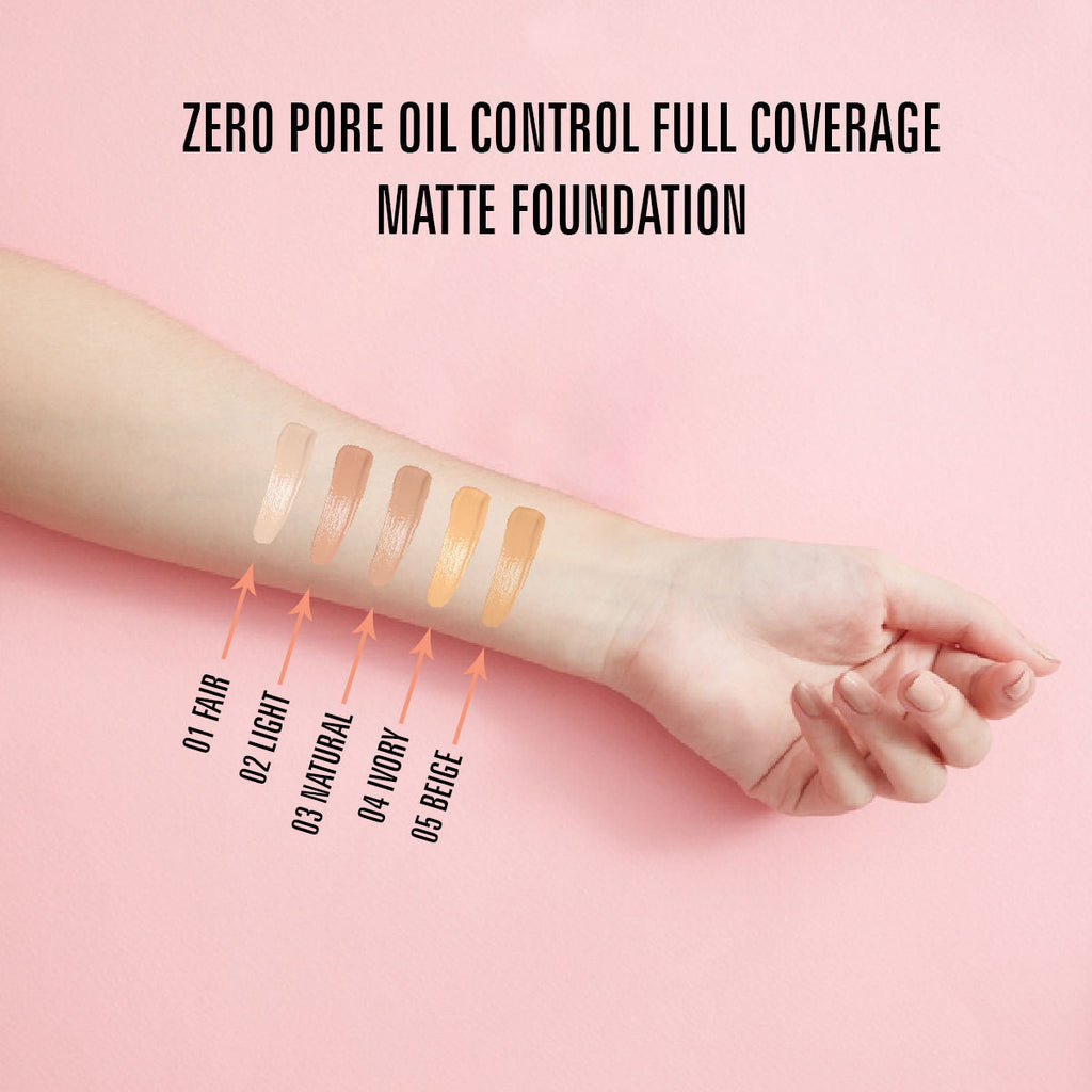 Matt look Zero Pore Oil Control Full Coverage Matte Foundation