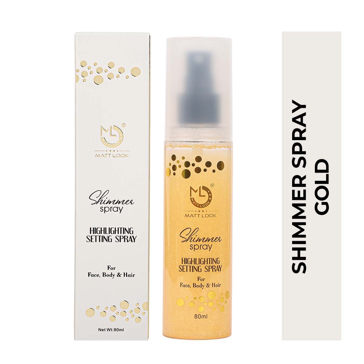 Matt look Shimmer Highlighting Setting Spray - Gold 001
