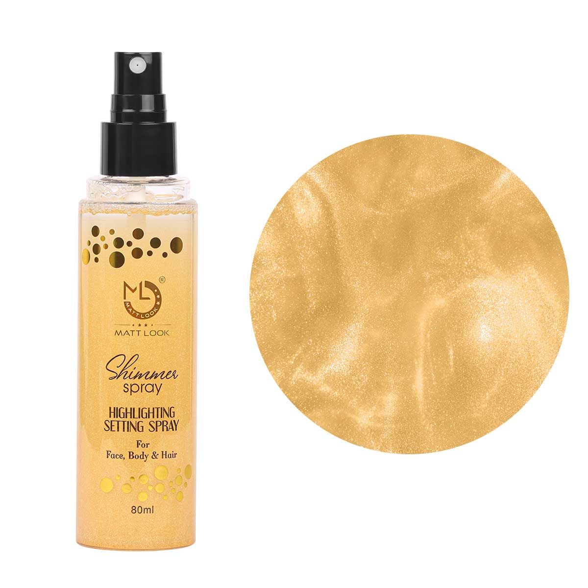 Matt look Shimmer Highlighting Setting Spray - Gold 001