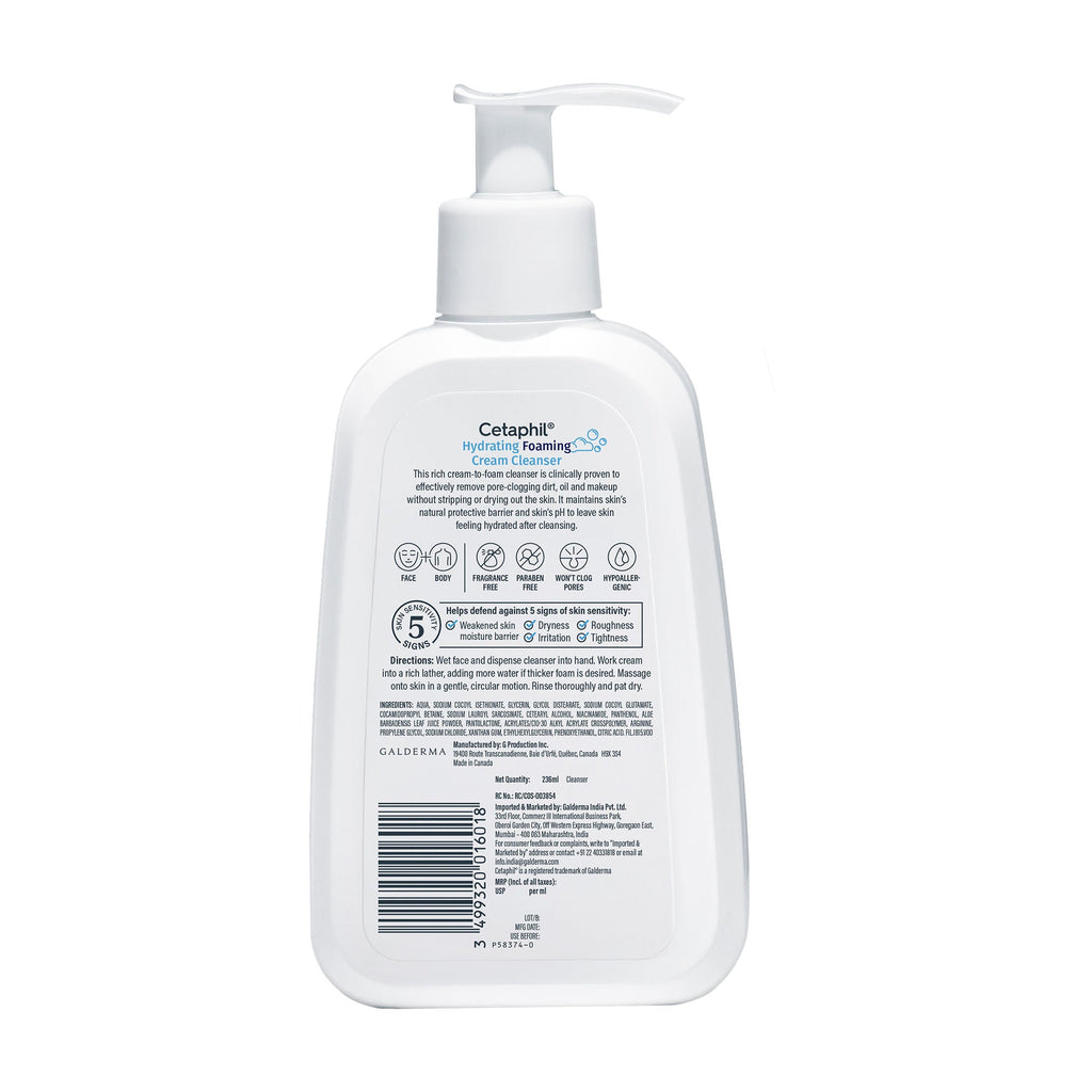 Cetaphil Hydrating Foaming Face Wash For Men, Cleanser With Niacinamide & Aloe Pollution Defense