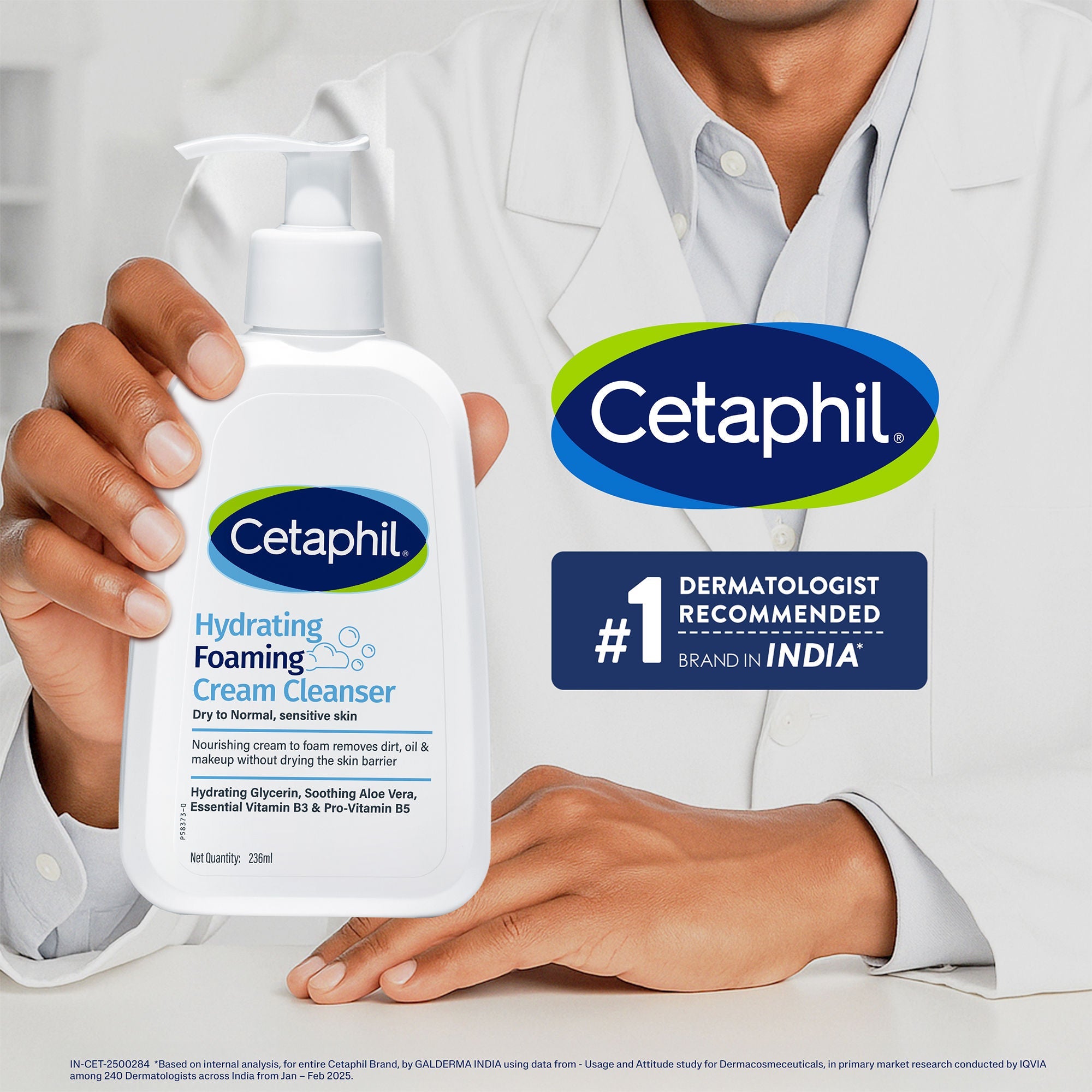 Cetaphil Hydrating Foaming Face Wash For Men, Cleanser With Niacinamide & Aloe Pollution Defense