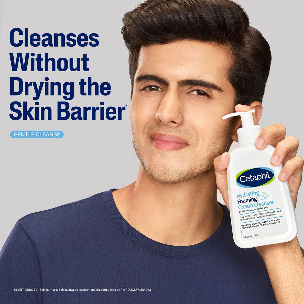 Cetaphil Hydrating Foaming Face Wash For Men, Cleanser With Niacinamide & Aloe Pollution Defense