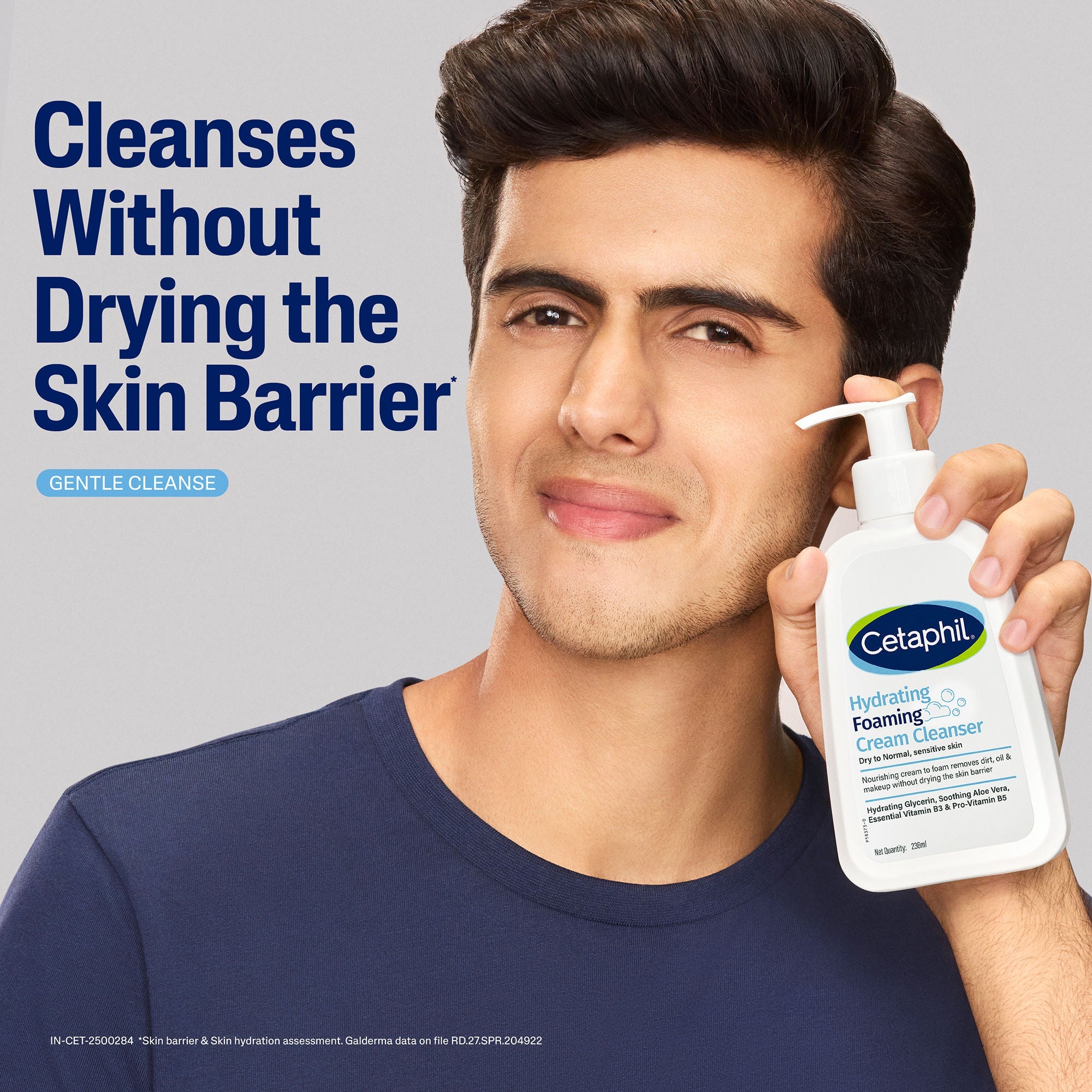 Cetaphil Hydrating Foaming Face Wash For Men, Cleanser With Niacinamide & Aloe Pollution Defense