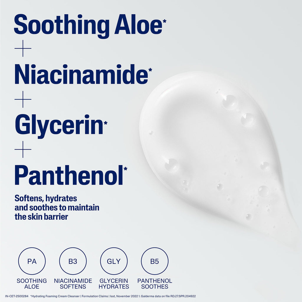 Cetaphil Hydrating Foaming Face Wash For Men, Cleanser With Niacinamide & Aloe Pollution Defense