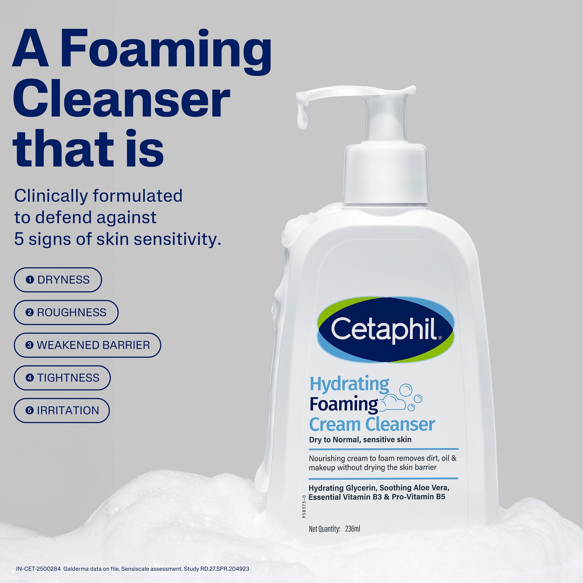 Cetaphil Hydrating Foaming Face Wash For Men, Cleanser With Niacinamide & Aloe Pollution Defense