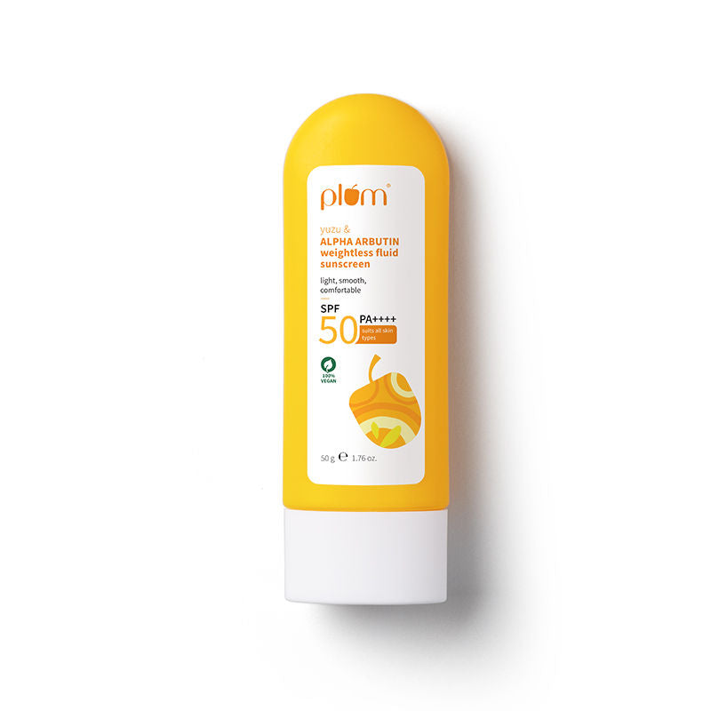 Plum Yuzu & Alpha Arbutin Weightless Fluid Sunscreen SPF 50 PA++++ for Oily,Normal&DrySkinType