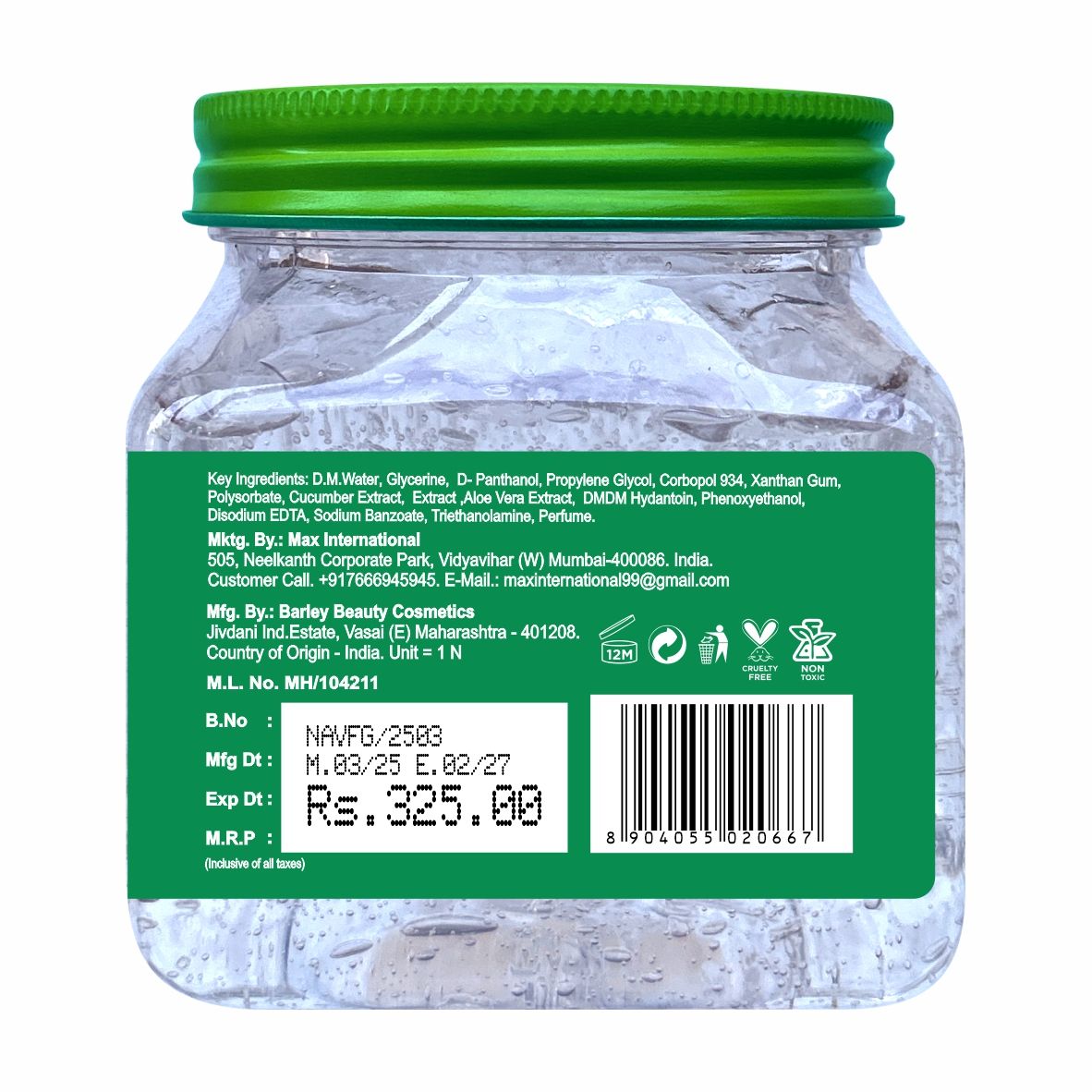 Jeva Natural & Pure Aloe Vera Gel for Skin & Hair - Hydrating, Soothing & Refreshing Care