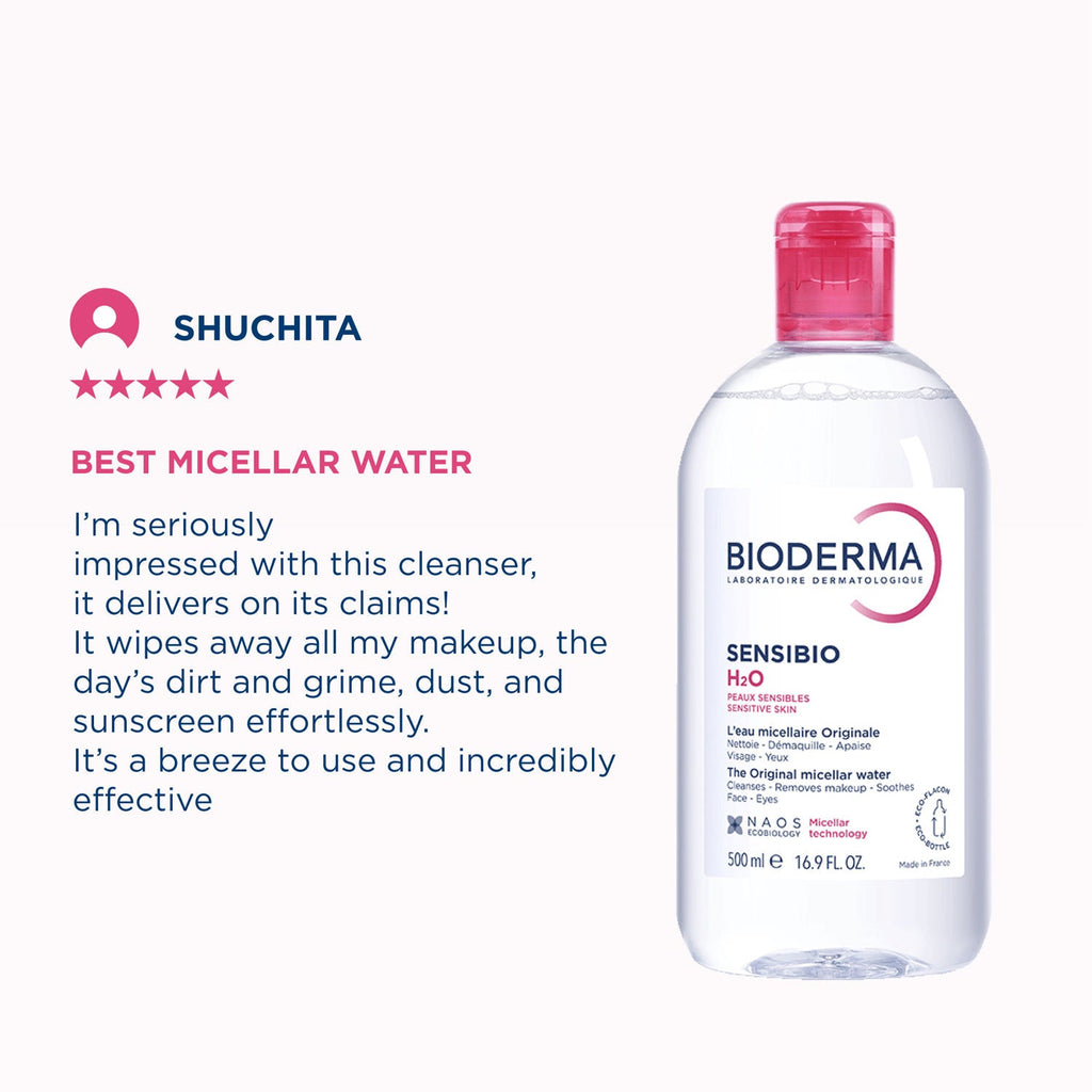 Bioderma Dermatological Micellar Water Sensibio H2O - Gently Removes Makeup Prevents Clogged Pores