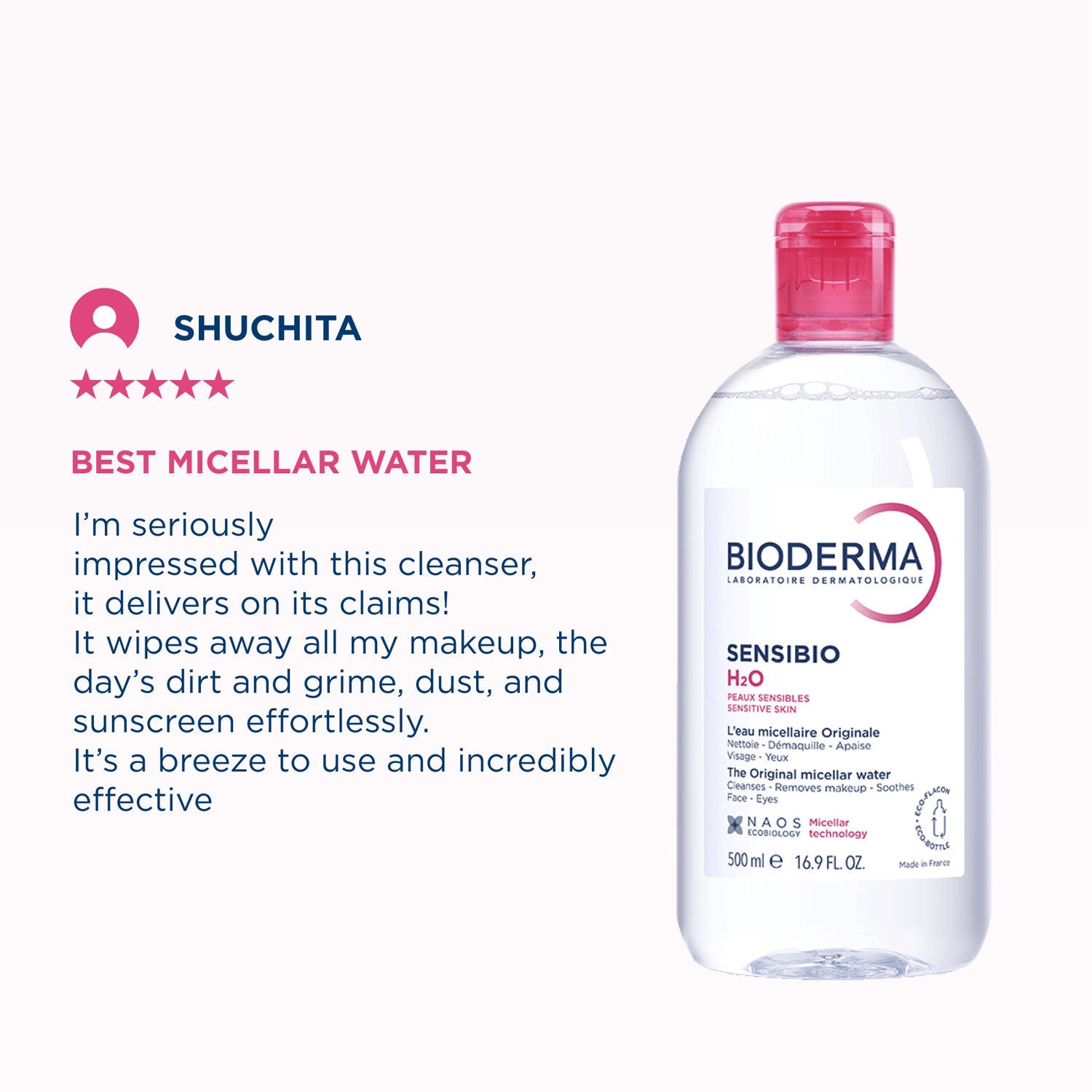 Bioderma Dermatological Micellar Water Sensibio H2O - Gently Removes Makeup Prevents Clogged Pores