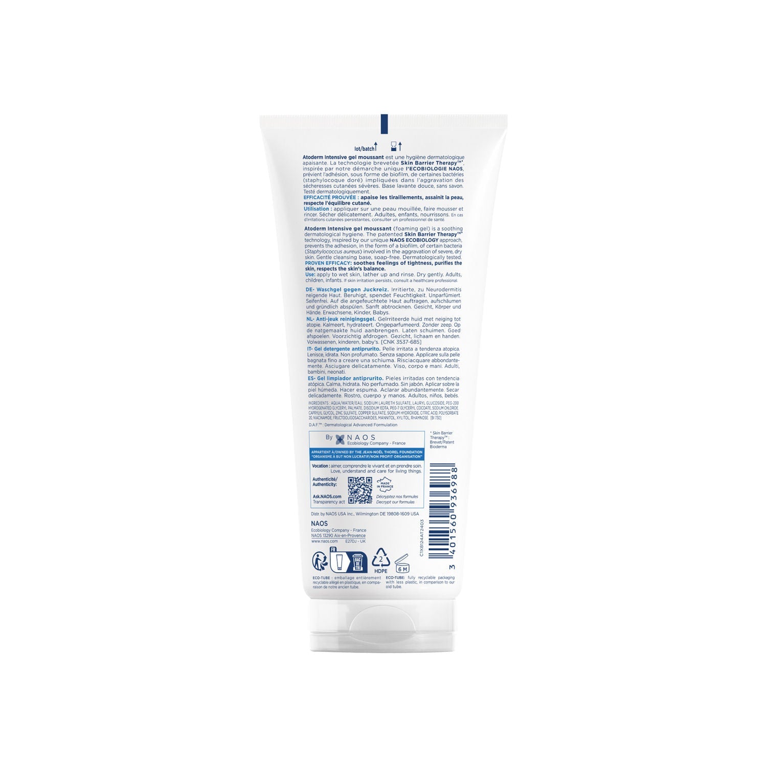 Bioderma Ultra-Soothing Foaming Gel Atoderm Intensive Gel Moussant With Niacinamide