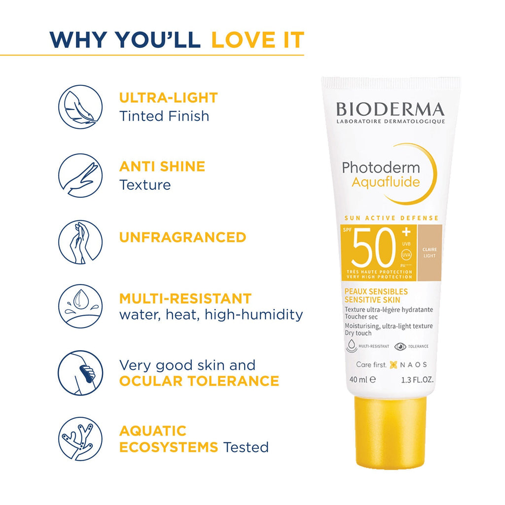 Bioderma Photoderm Aquafluide Claire SPF 50+ PA+++ Tinted Sunscreen for All Skin Types|In Vivo Tested