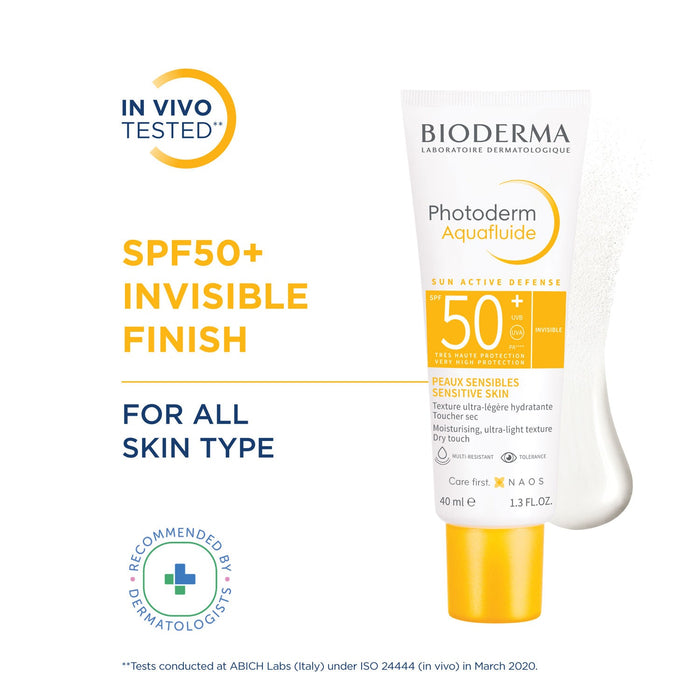 Bioderma Photoderm Aquafluide SPF 50+ PA++++ Invisible Sunscreen for All Skin Types | In Vivo Tested