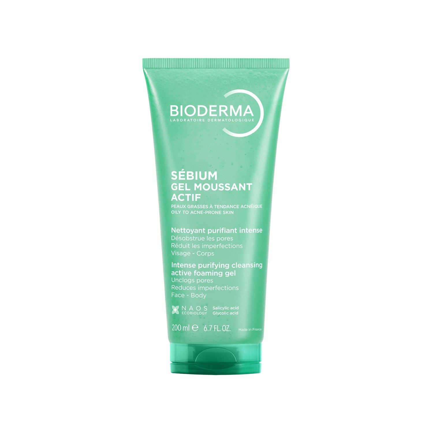 Bioderma Sebium Gel Moussant Actif Cleanser with Salicylic & Glycolic Acid for Acne Prone, Oily Skin
