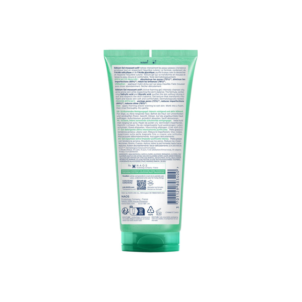 Bioderma Sebium Gel Moussant Actif Cleanser with Salicylic & Glycolic Acid for Acne Prone, Oily Skin