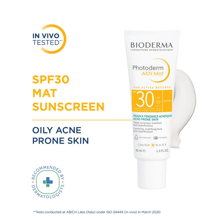 Bioderma Photoderm AKN Mat SPF 30 PA+++ Sunscreen for Oily & Acne-Prone Skin | In Vivo Tested