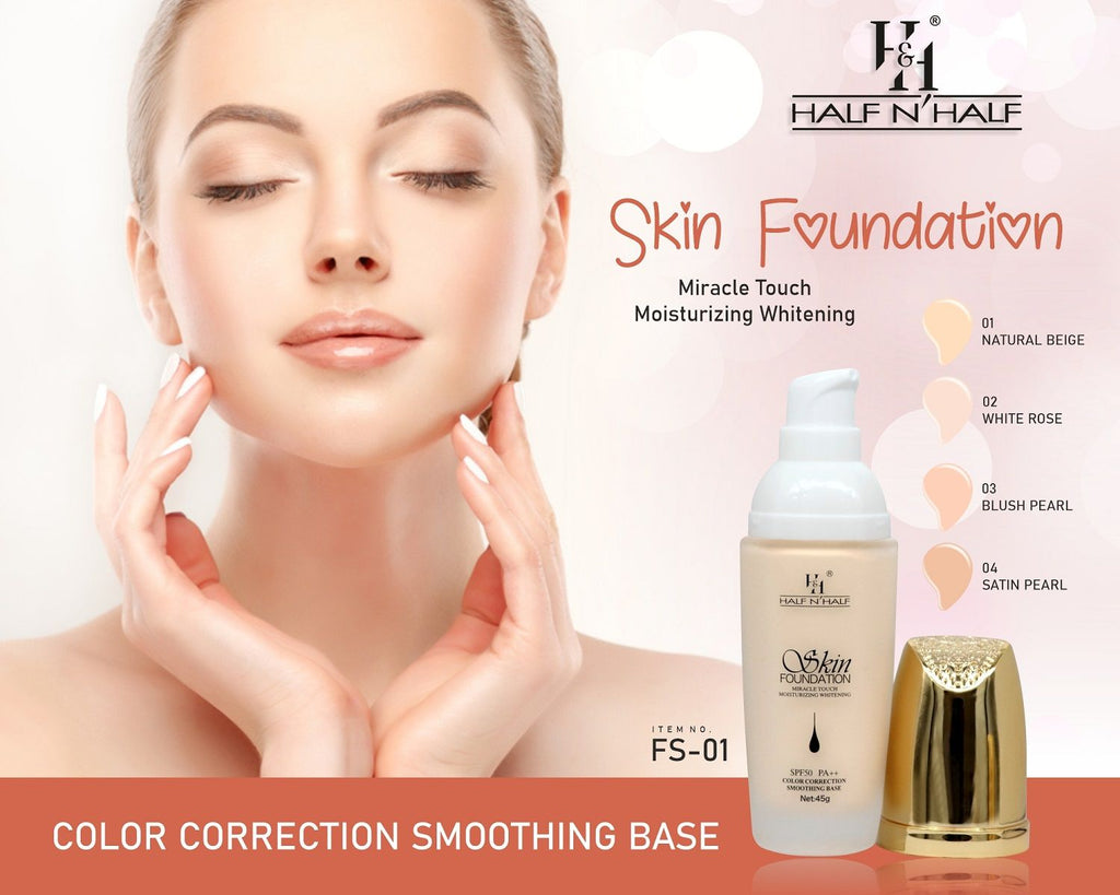 Half N Half Skin Foundation Miracle Touch Moisturizing Whitening With SPF 50 Pa++