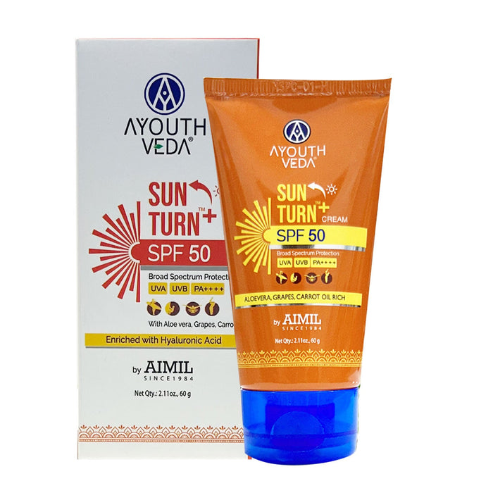 Ayouthveda Sun Turn+ SPF 50 Cream with Hyaluronic Acid to Protect Skin from Harmful UVA & UVB Rays
