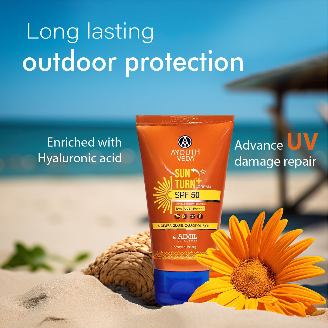 Ayouthveda Sun Turn+ SPF 50 Cream with Hyaluronic Acid to Protect Skin from Harmful UVA & UVB Rays