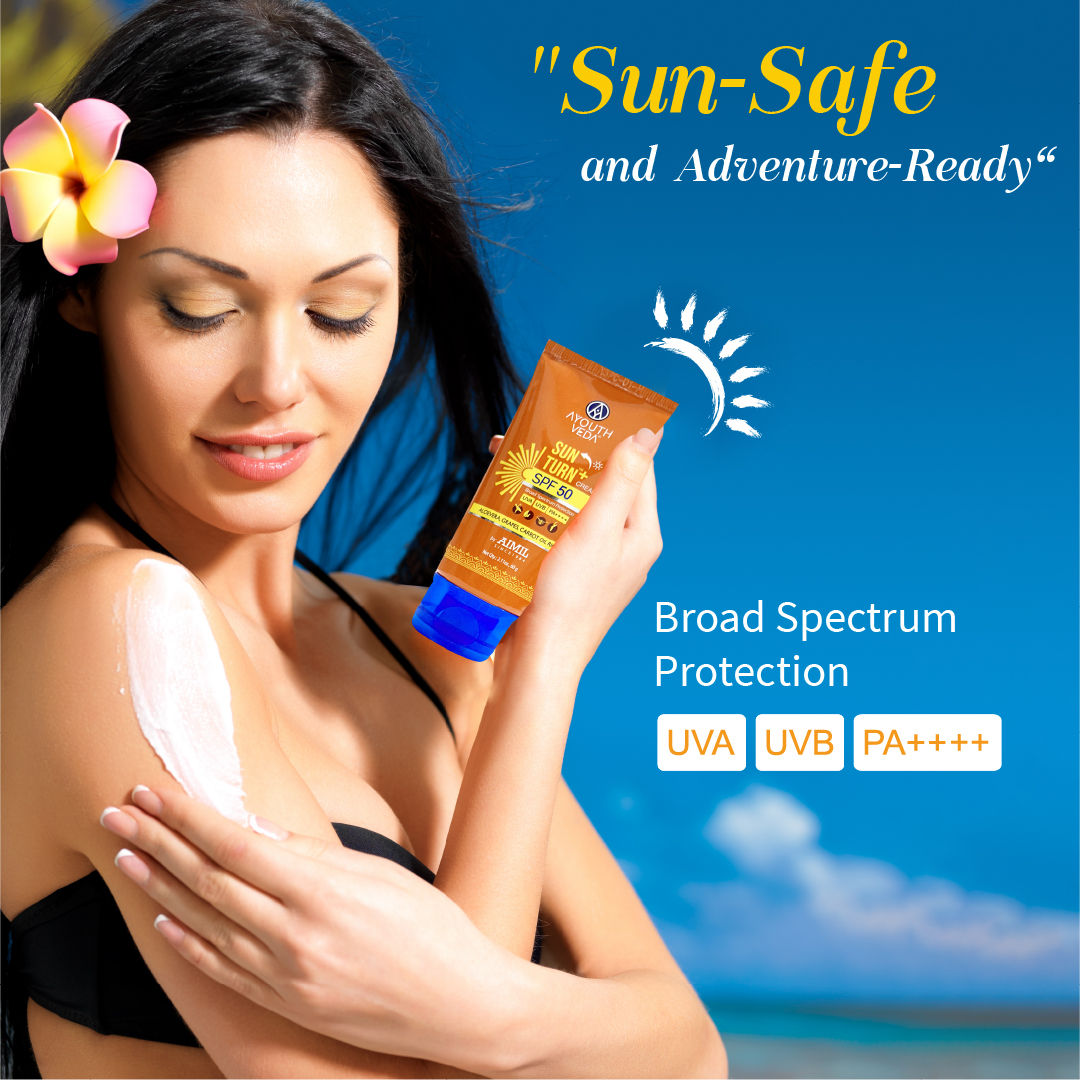 Ayouthveda Sun Turn+ SPF 50 Cream with Hyaluronic Acid to Protect Skin from Harmful UVA & UVB Rays