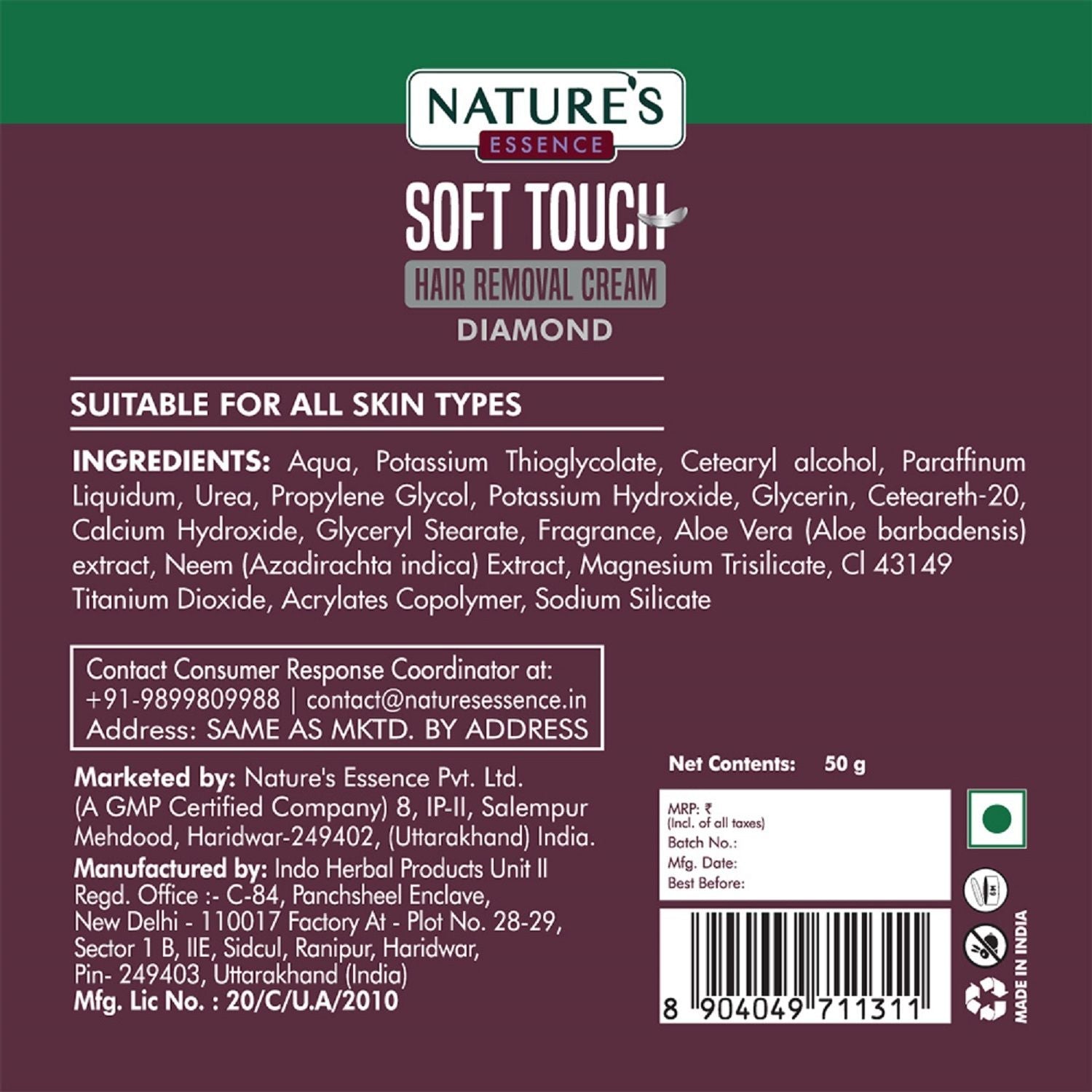 Nature's Essence Soft Touch Hair Removal Cream Diamond For All Skin Types