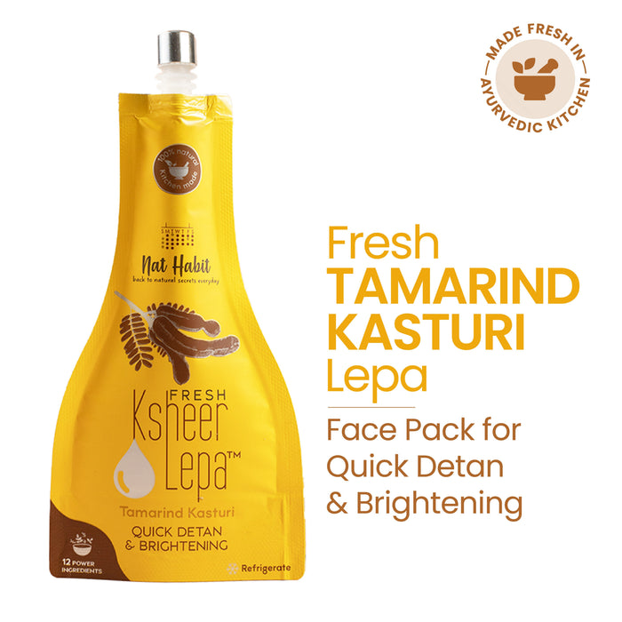 Nat Habit Tamarind Kasturi Ksheer Lepa, Anti Tan Face Mask for Quick Detan & Brightening, Clay Mask