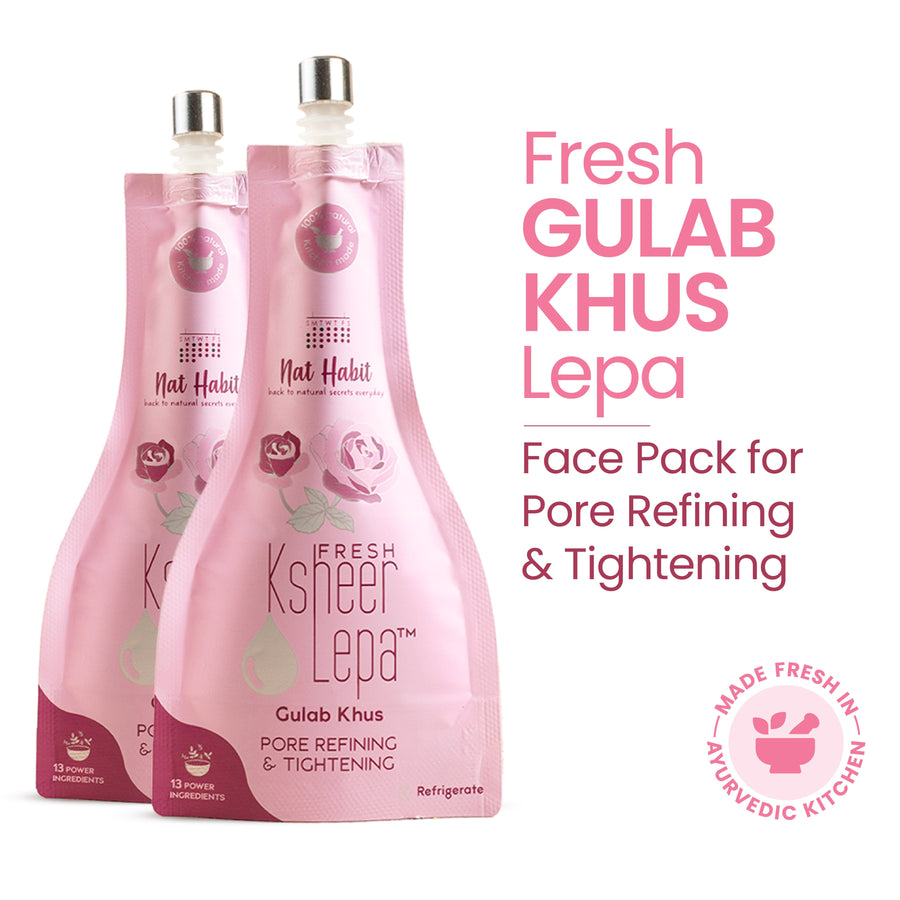 Nat Habit Gulab Khus Ksheer Lepa, Clay Face Mask for Pore Refining & Tightening, Ayurvedic Face Pack
