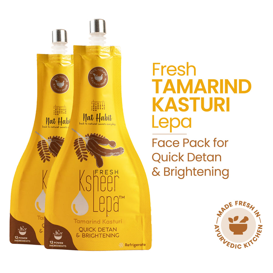 Nat Habit Tamarind Kasturi Ksheer Lepa, Anti Tan Face Mask for Quick Detan & Brightening, Clay Mask
