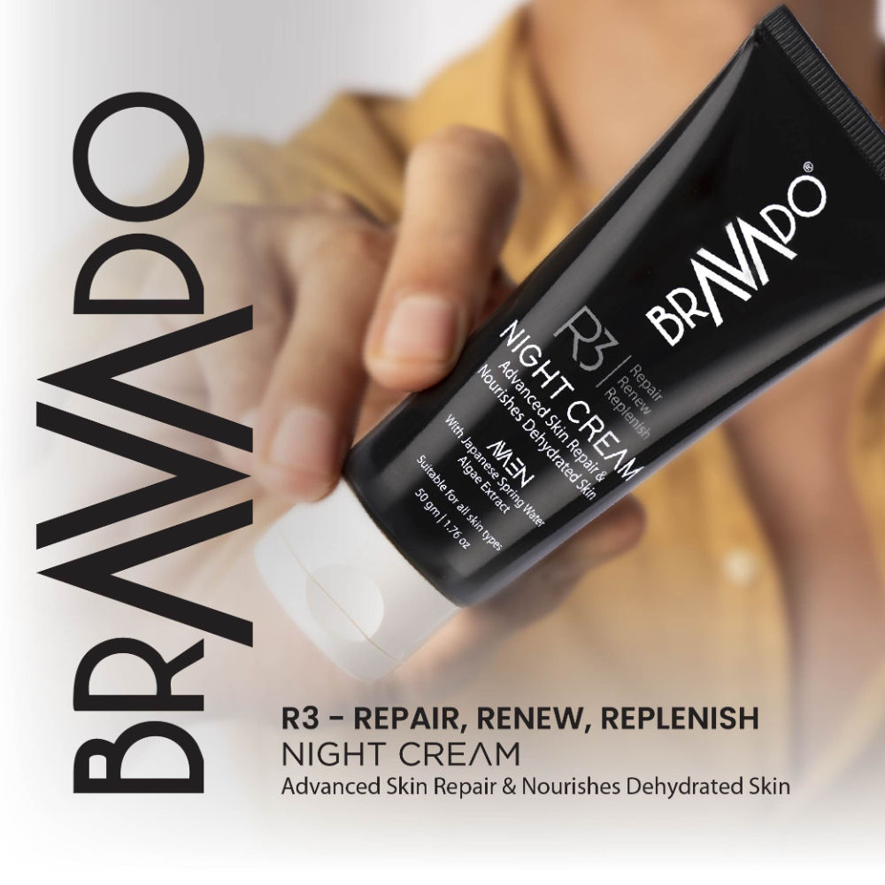 Bravado R3 Repair Renew Replenish Night Cream, Repair Tired, Dull Skin, Anti-Ageing, Moisturizing