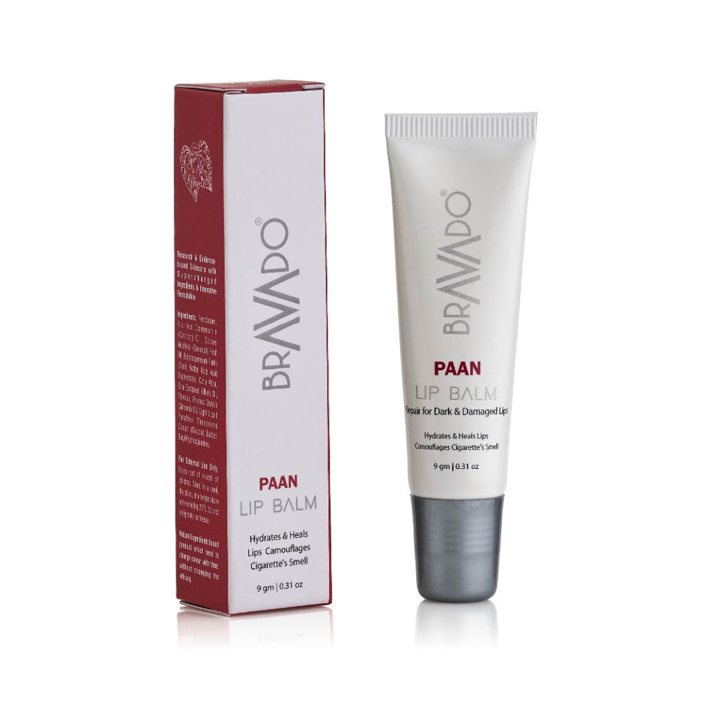 Bravado Lip Balm Paan, Heals Dry,Cracked Lips, Lightens Dark Lips, No Tint, No Gloss, Moisturizing