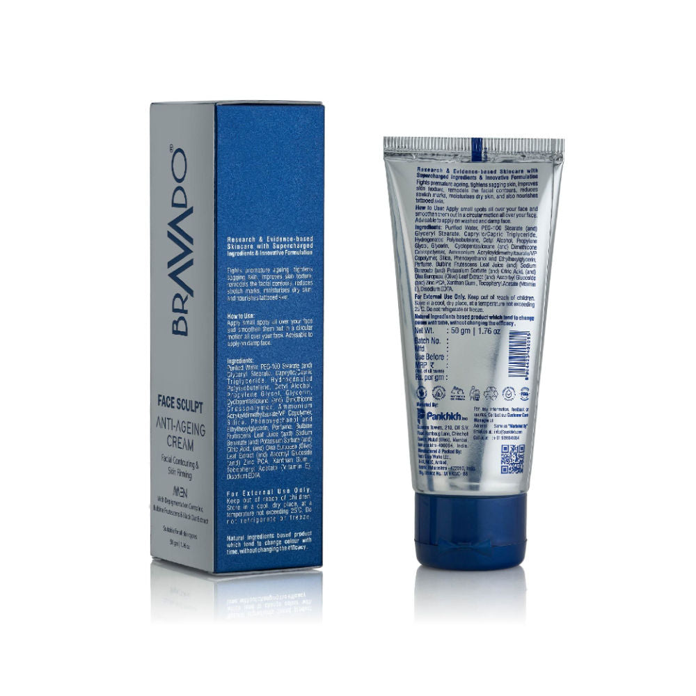 Bravado Face Sculpt Anti Ageing Cream, Firms Skin, Reduces Wrinkles, Dark Spots & Stretch Marks