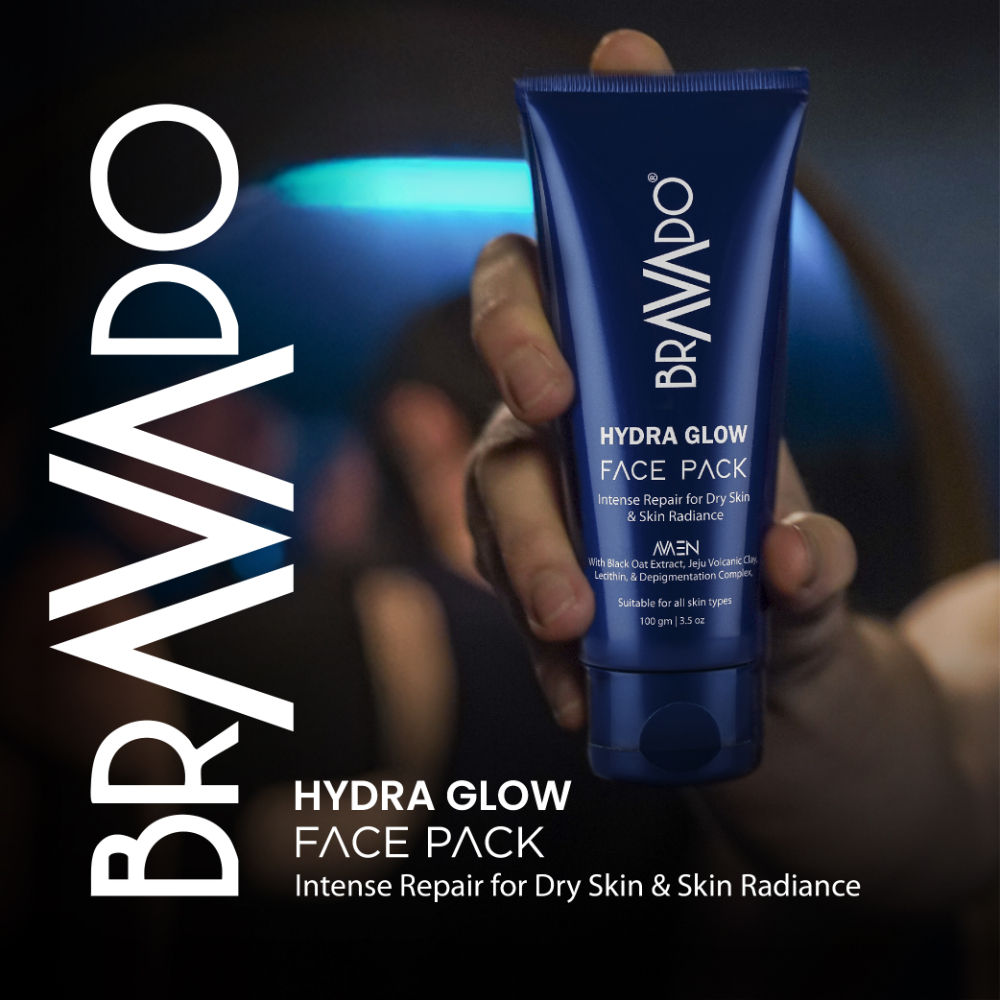 BRAVADO Hydra Glow Face Pack for Men, Dry Skin Repair & De-Tan Clay Mask