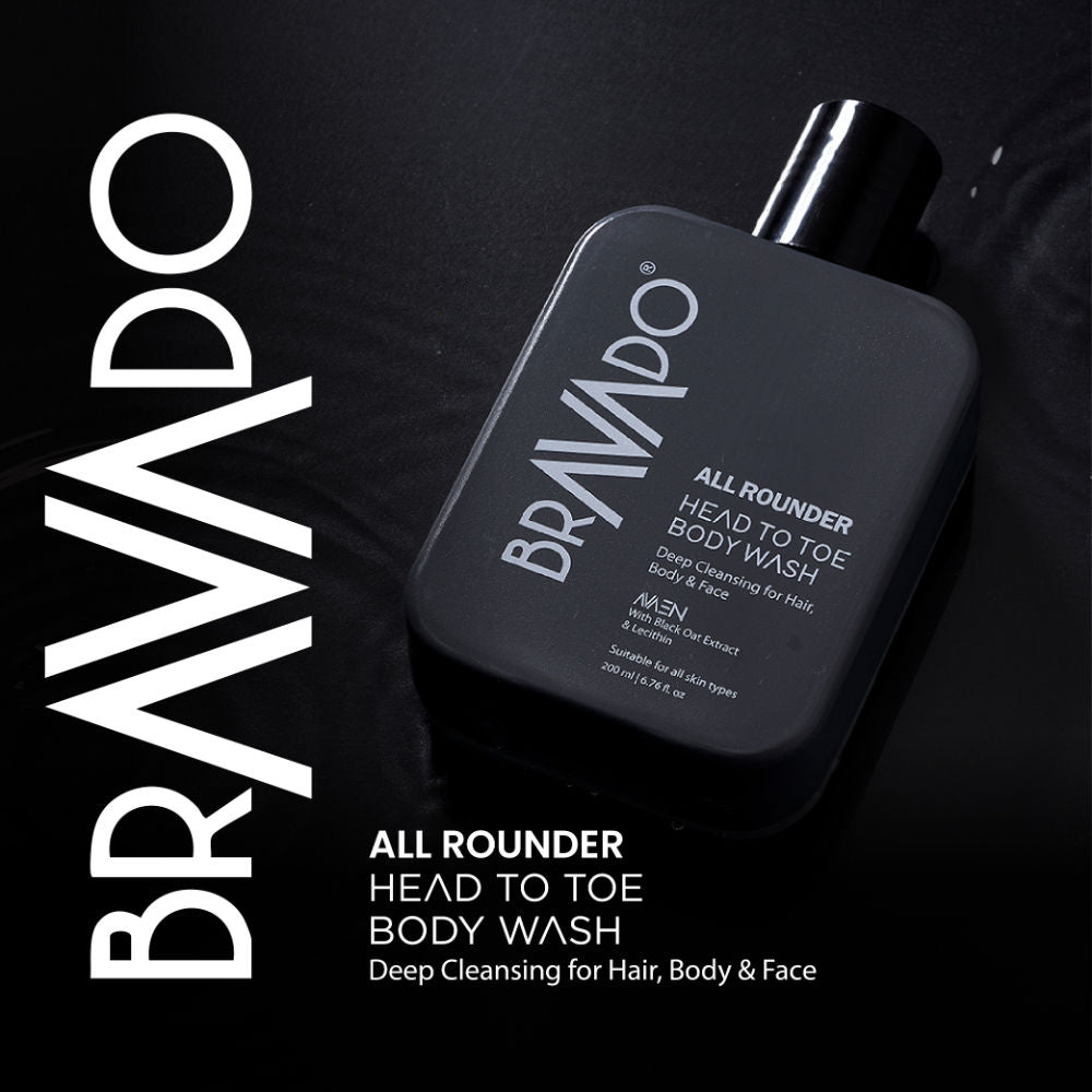 Bravado All Rounder Head to Toe Body Wash, Intense Hydration, 3-in-1 Deep Cleanser Body, Face & Hair