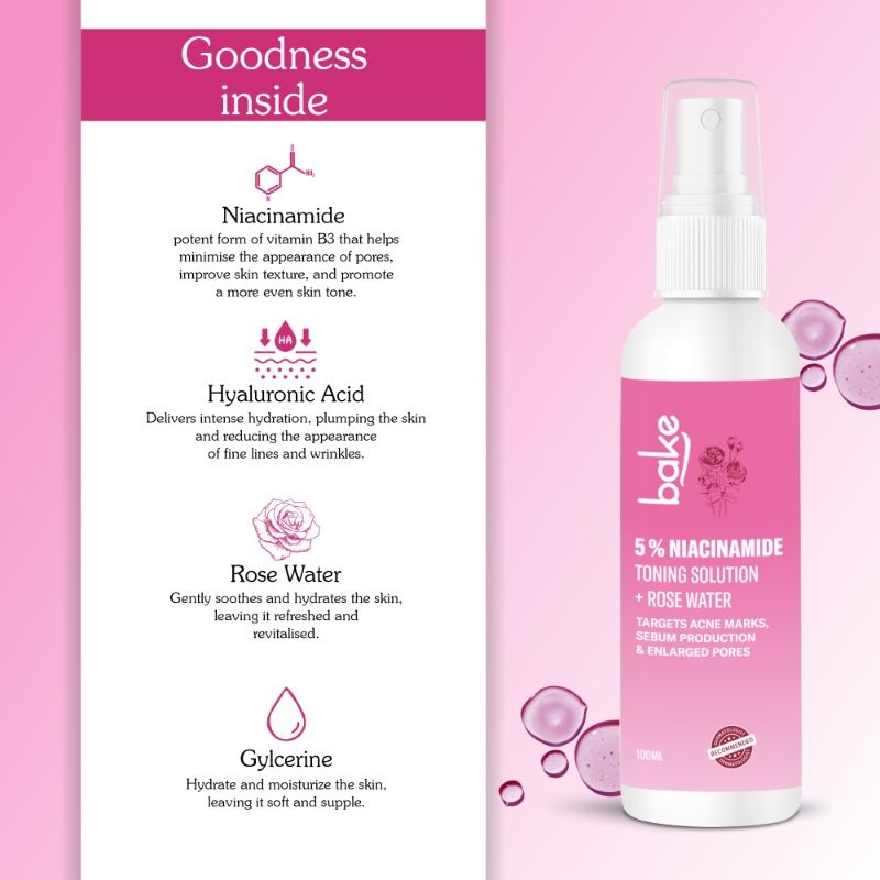 BAKE 5% Niacinamide Toner For Targets Acne Marks, Oil Production & Enlarged Pores