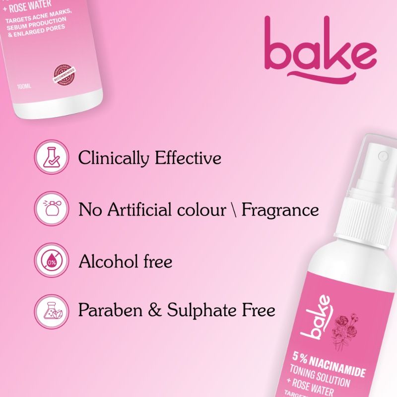 BAKE 5% Niacinamide Toner For Targets Acne Marks, Oil Production & Enlarged Pores